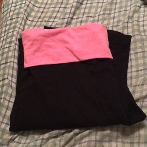 Black and pink flared leggings